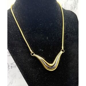 Napier‎ Reversible Necklace Gold Silver Pendant 16" Vintage Signed